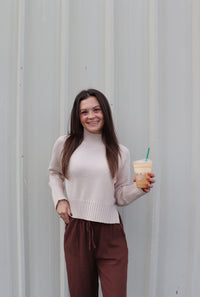 Mock Neck Long Sleeve Knit Cropped Sweater