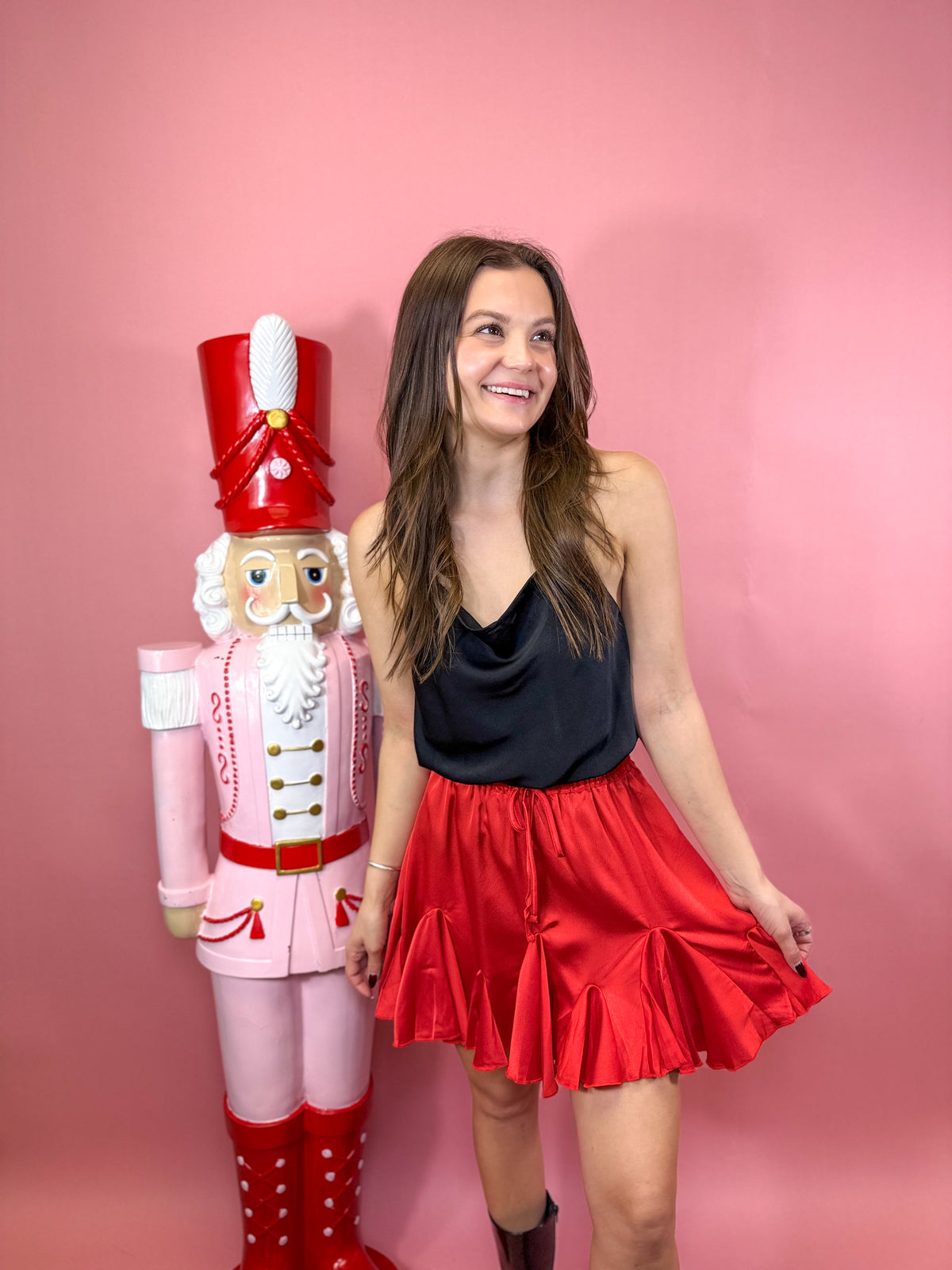 Satin Elastic Waist Band Skirt