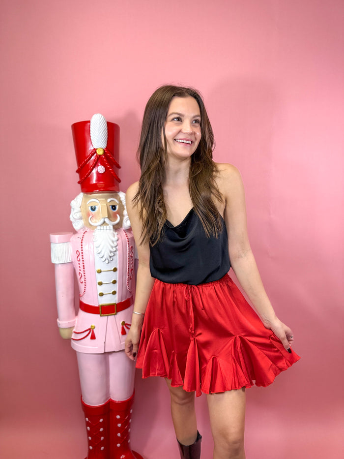 Satin Elastic Waist Band Skirt