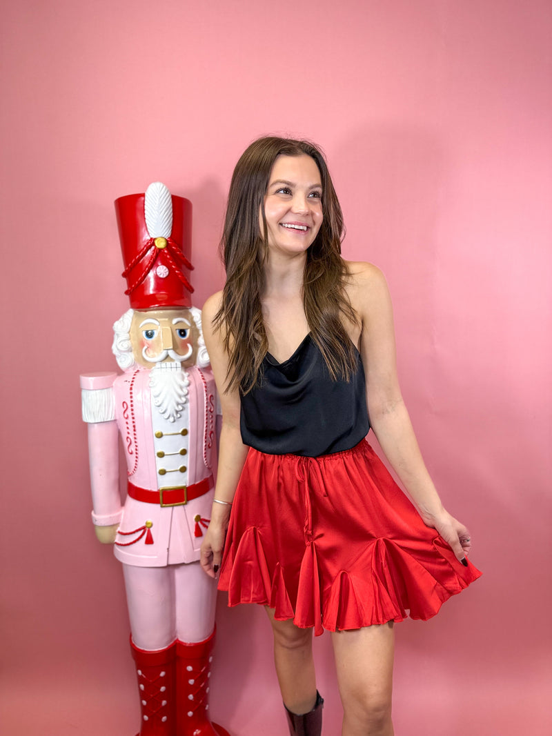 Satin Elastic Waist Band Skirt