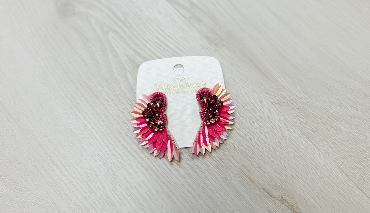 Glam Angel Hot Pink Earrings