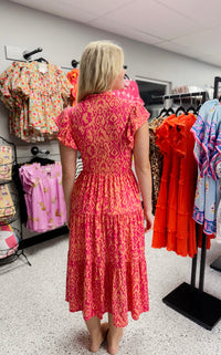 Fit And Flare Tiered Midi Bohemian Dress