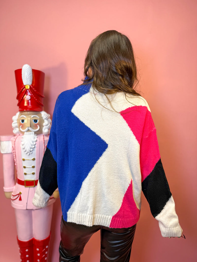 Color block Turtle Neck Long Sleeve