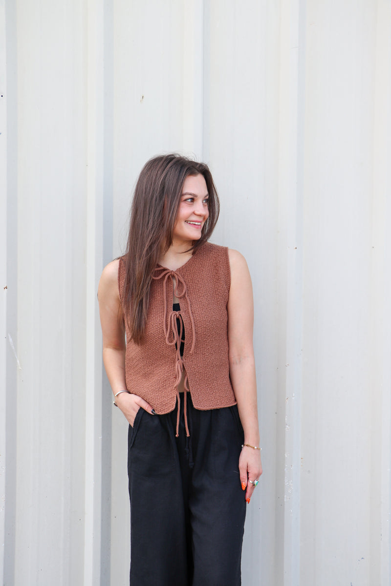 Front Tie Sweater Vest