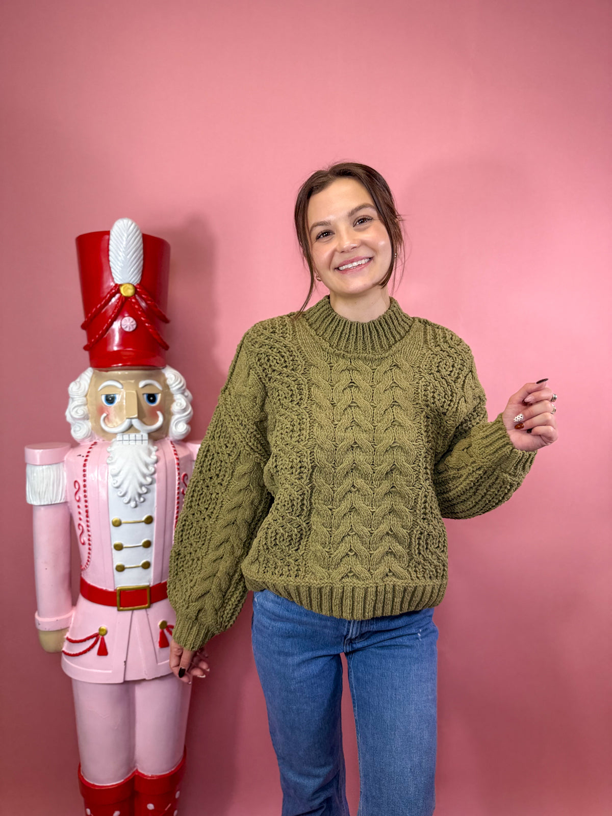 Sage Cable Knit Sweater