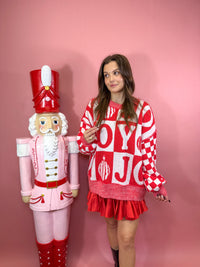 Red Checker Joy Oversized Sweater