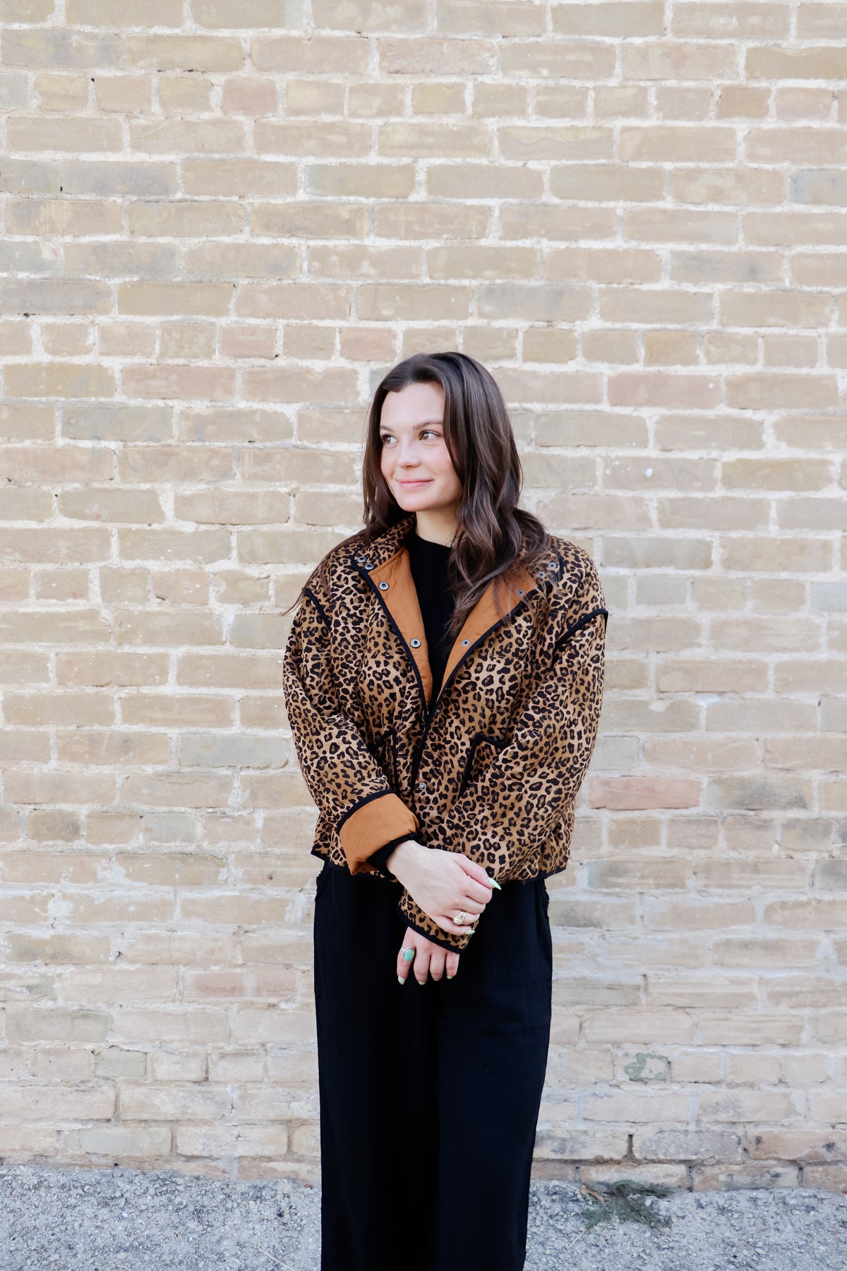 Quilted Leopard Button Down Puffer Jacket