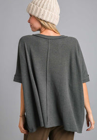 Relaxed Fit Waffle Knit Top