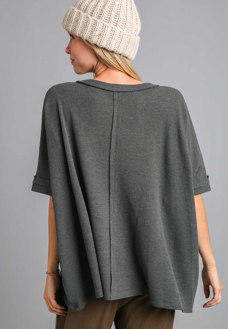 Relaxed Fit Waffle Knit Top