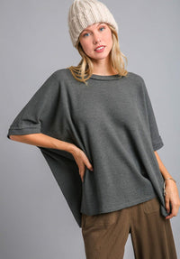 Relaxed Fit Waffle Knit Top
