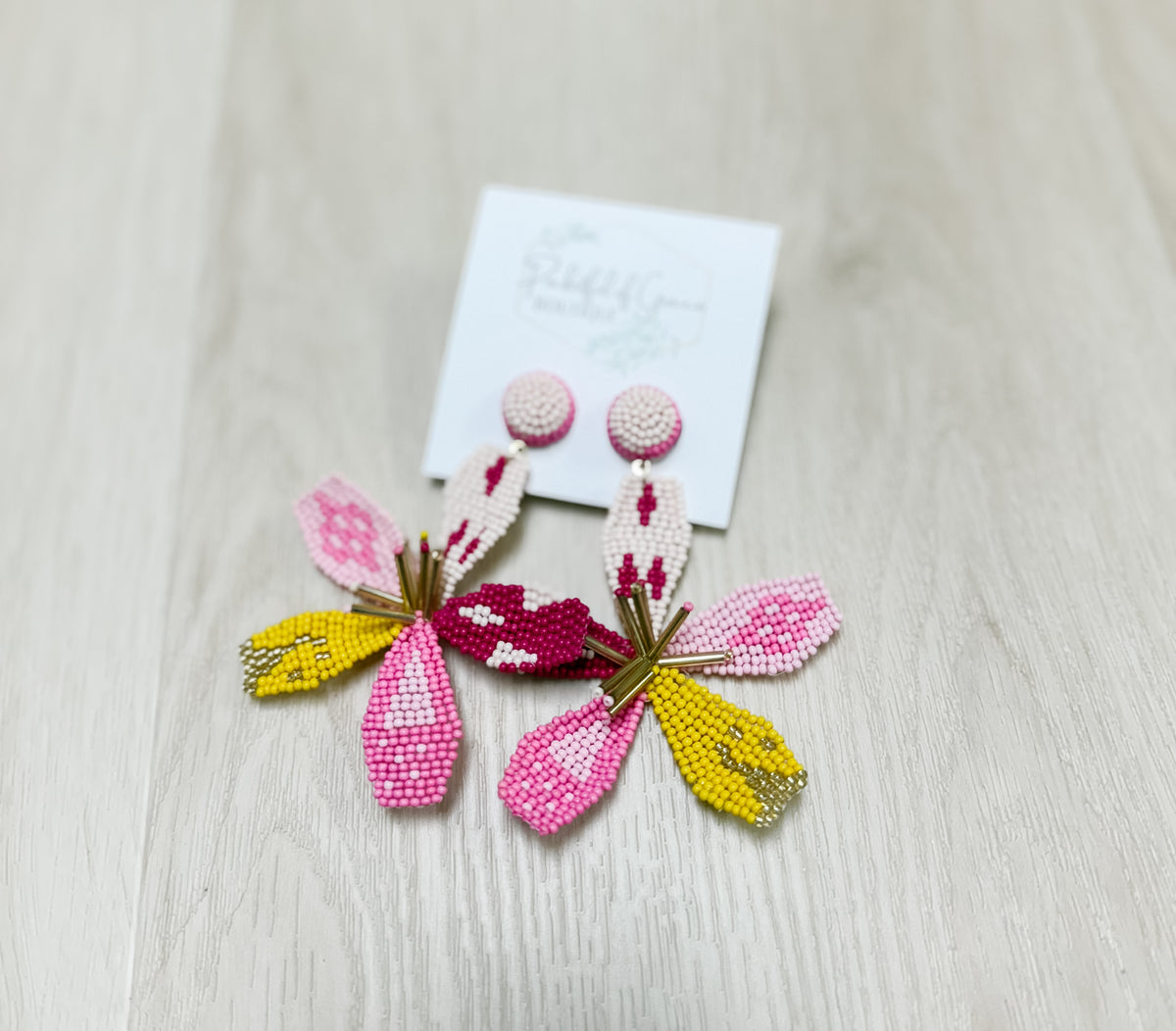 Flower Beaded Tropical Earrings