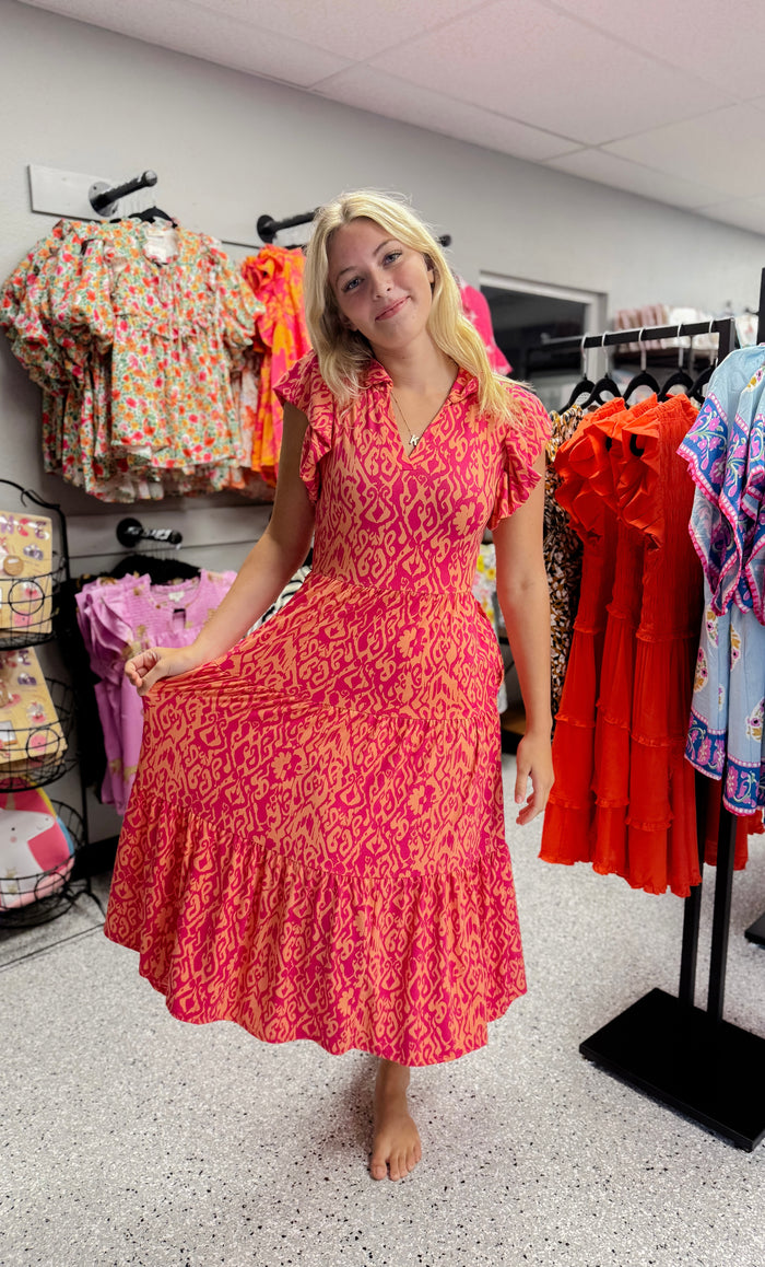 Fit And Flare Tiered Midi Bohemian Dress