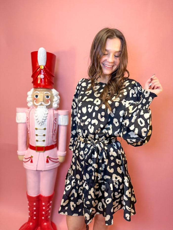 Satin Animal Print Mini Dress