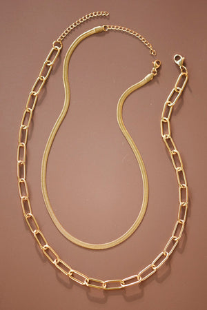 Stainless Steel 18K Gold Chain Necklace Set