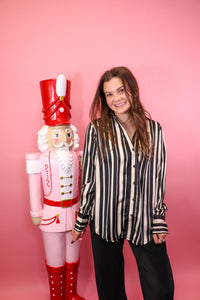 Satin Stripe Button Down Shirt