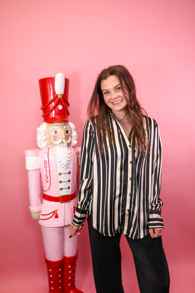 Satin Stripe Button Down Shirt