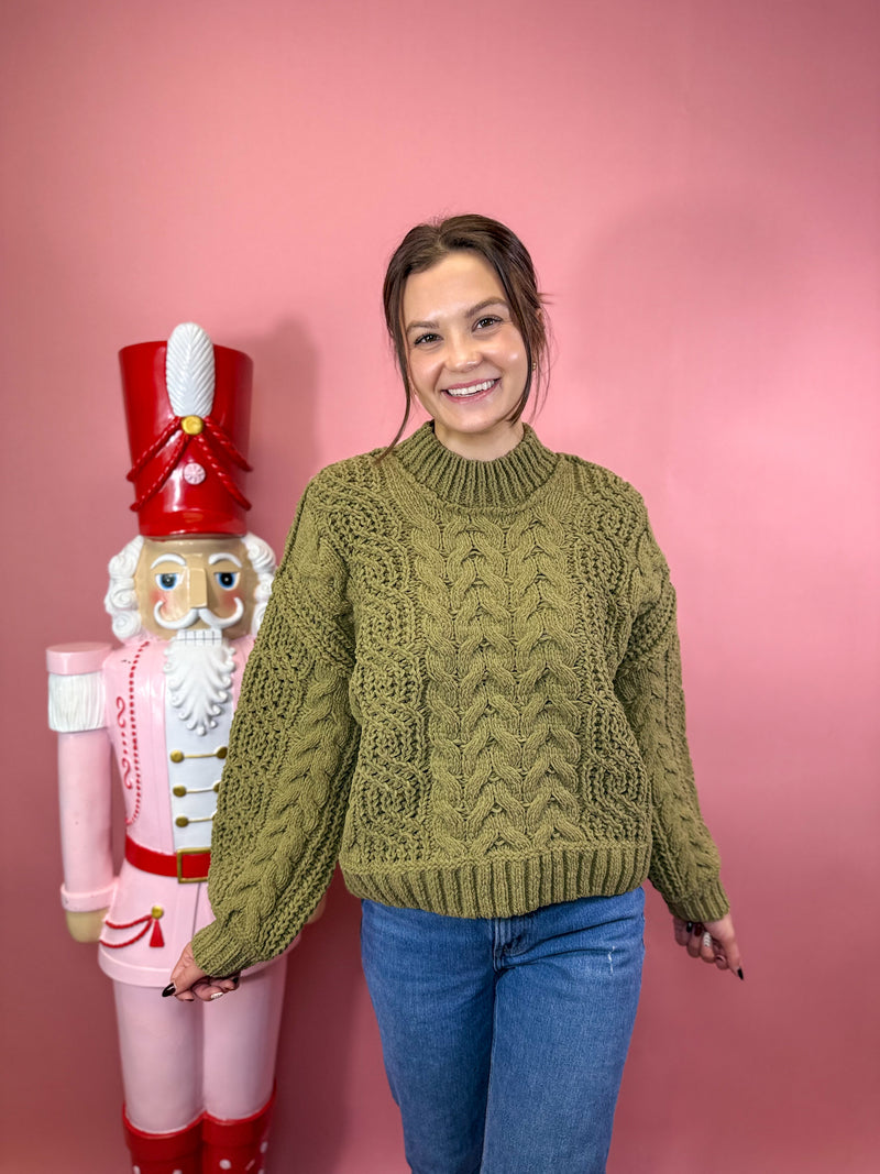 Sage Cable Knit Sweater
