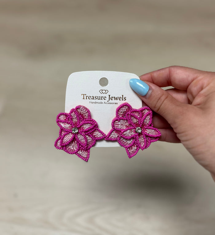 Pink Lotus Flower Earring