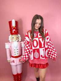 Red Checker Joy Oversized Sweater