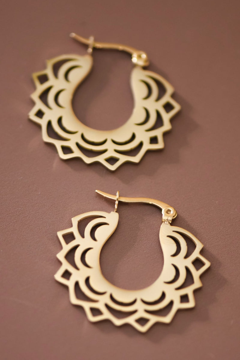 Stainless Steel 18K Gold Embellished Hoops