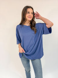Ribbed Pocket Oversized Top