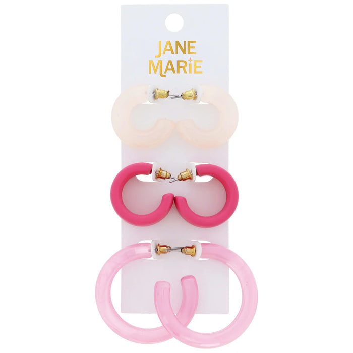 Set of 3 Pink Hoops