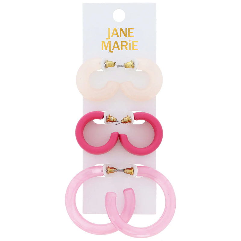 Set of 3 Pink Hoops