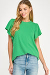 Rib Knit Flutter Sleeve Top