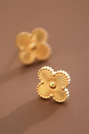 Stainless Steel 18K Gold Clover Studs