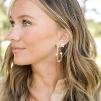 NWD Beaded Cross Hoop Earrings
