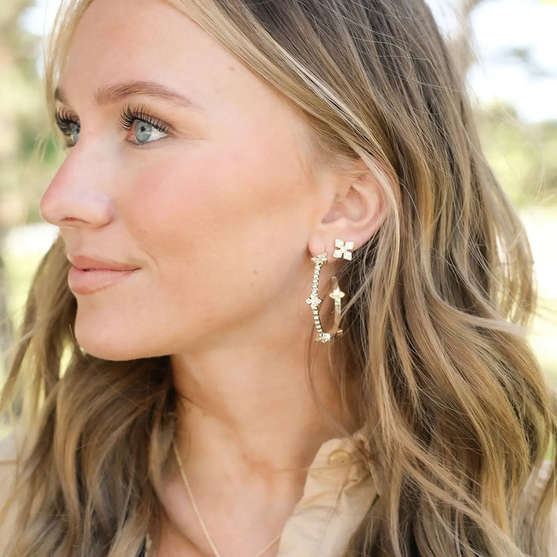 NWD Beaded Cross Hoop Earrings