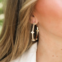 NWD Beaded Cross Hoop Earrings