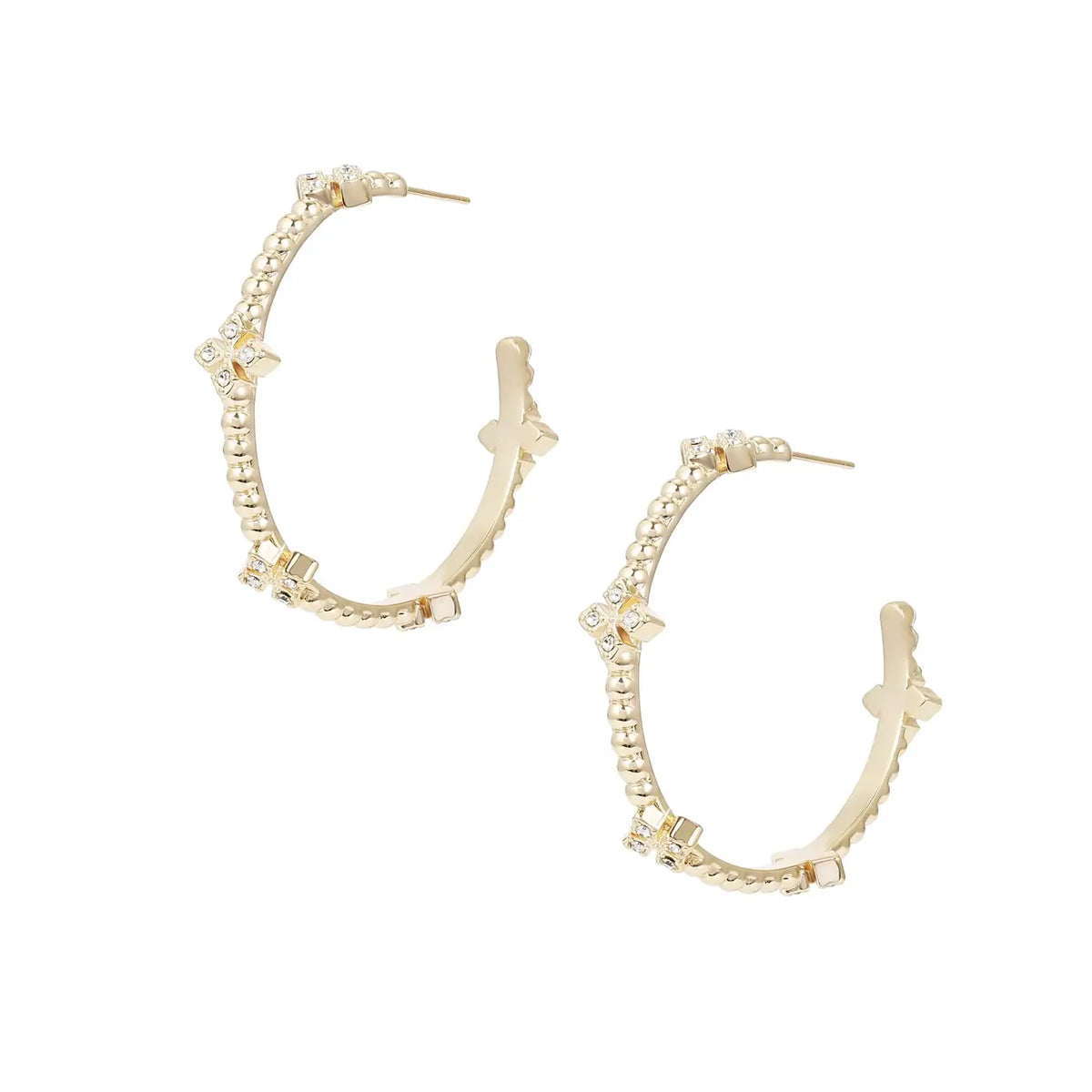 NWD Beaded Cross Hoop Earrings