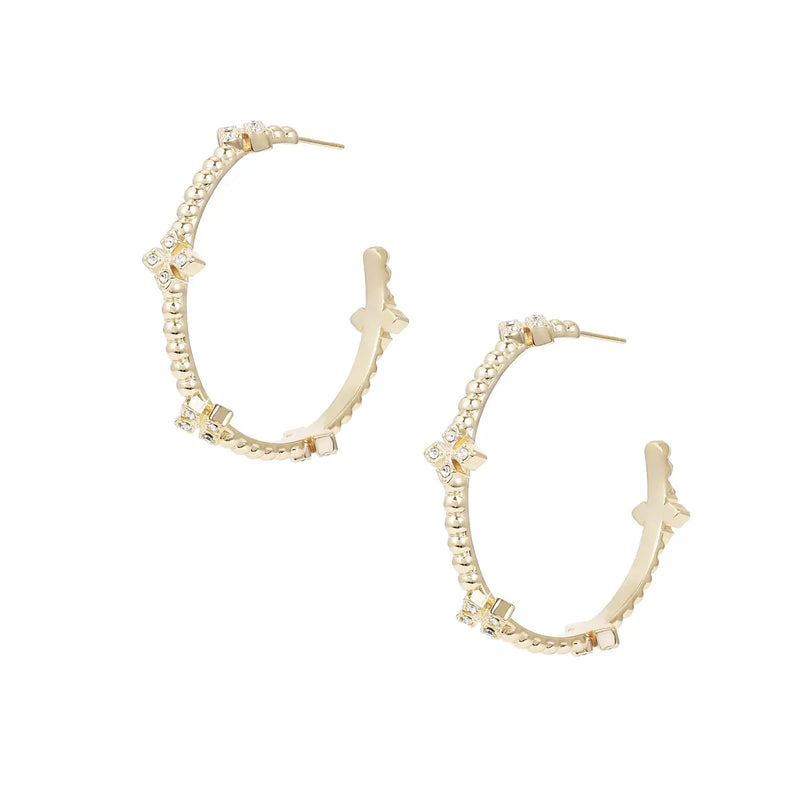 NWD Beaded Cross Hoop Earrings