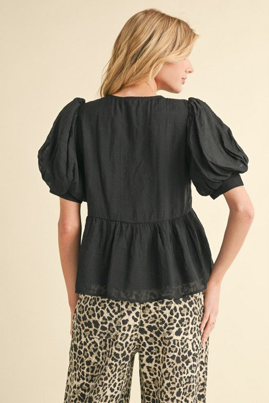 Solid Bow Ties Peplum Top