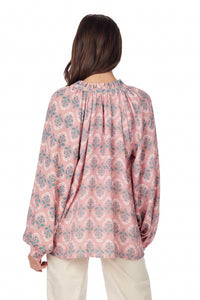 Blush Rose Block Print Top