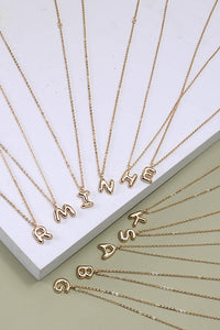 Gold Puff Letter Initial Necklace