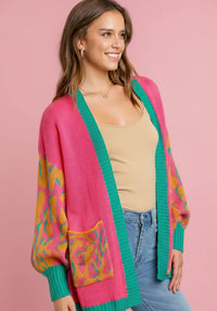 Animal Print Open Front Cardigan Sweater