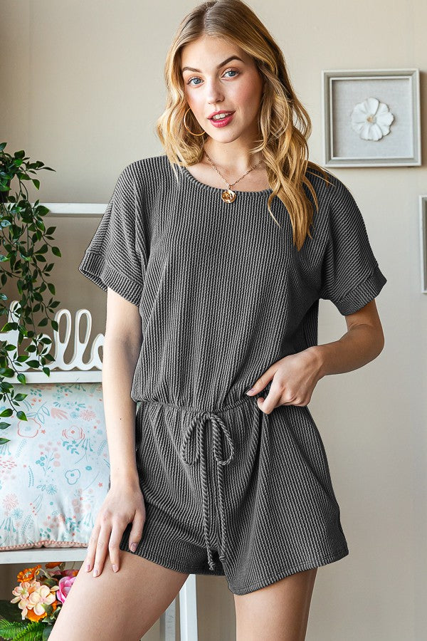 Solid Urban Ribbed Romper