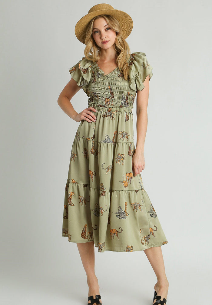 Cheetah Print Midi Dress