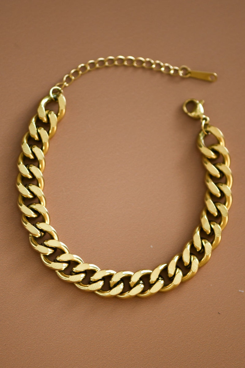 Stainless Steel 18K Gold Chunky Chain Bracelet