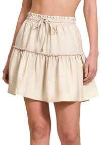 Tencel Washed Tiered Mini Skirt