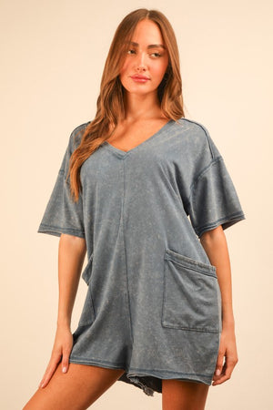 Mineral Washed Oversized Knit Romper