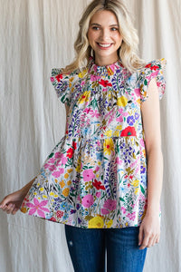 Floral Print Peplum Top
