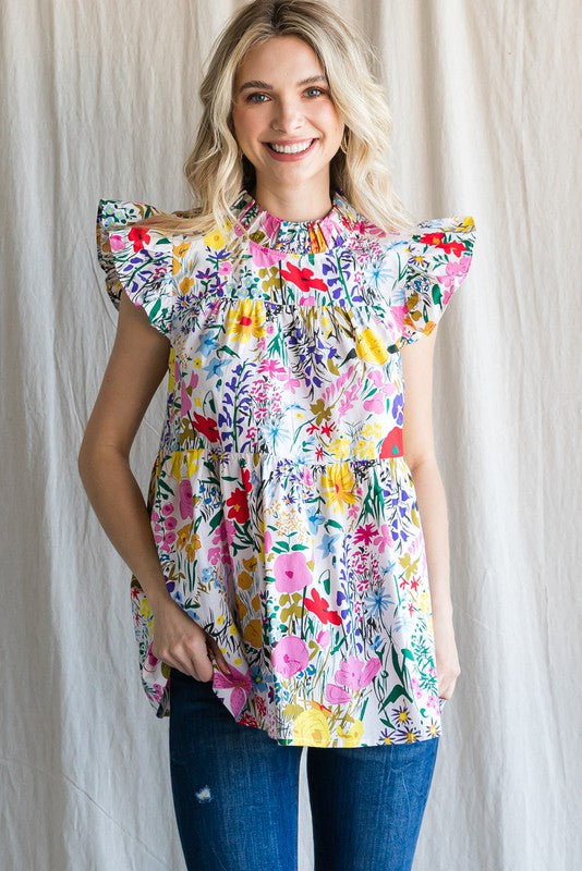 Floral Print Peplum Top