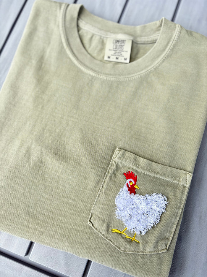 Fuzzy Chicken Embroidered Tee