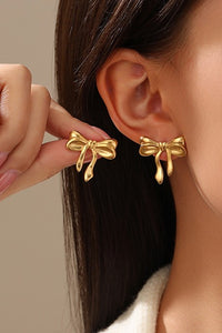 Gold 18K Stainless Steel Bow Stud Earring