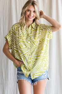 Zebra Print Collared Button Up