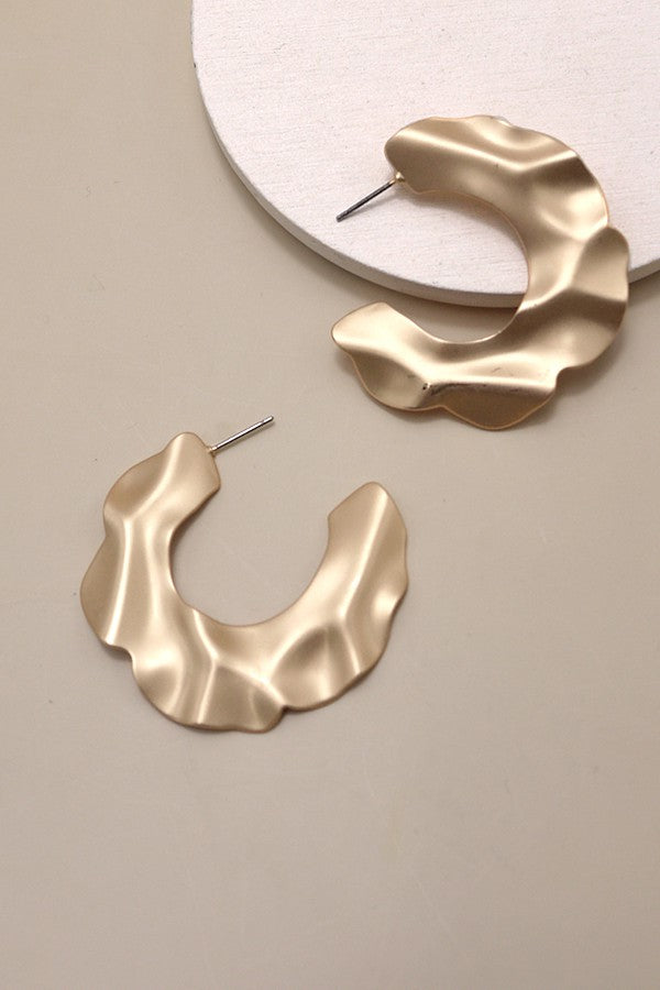 Matte Hammered Hoop Earrings