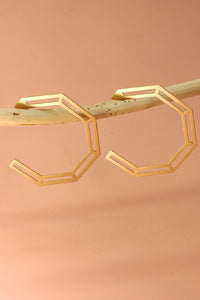 Matte Gold Hexagon Cutout Hoop